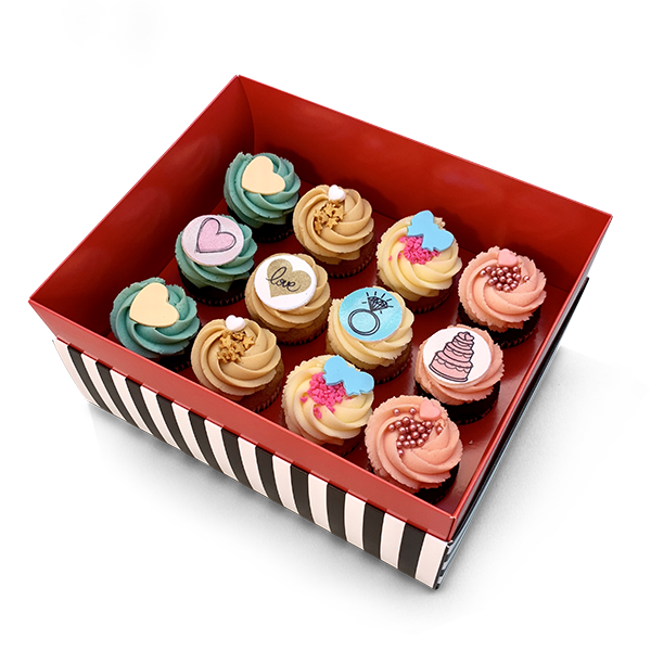 box of wedding cupcakes