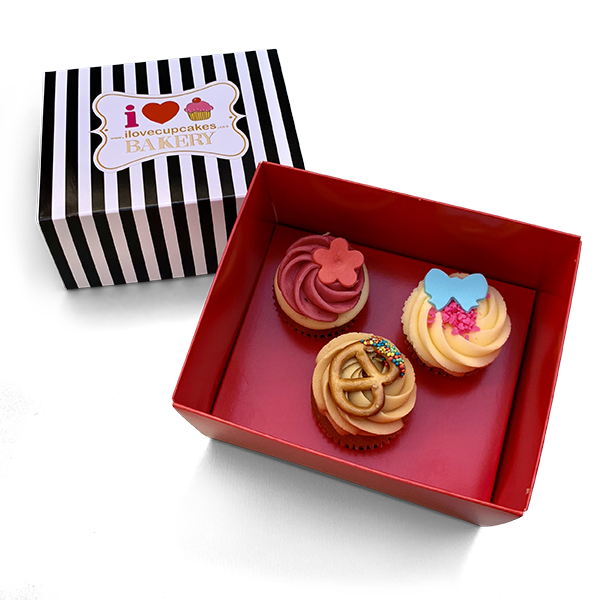 box of 3 medium cupcakes