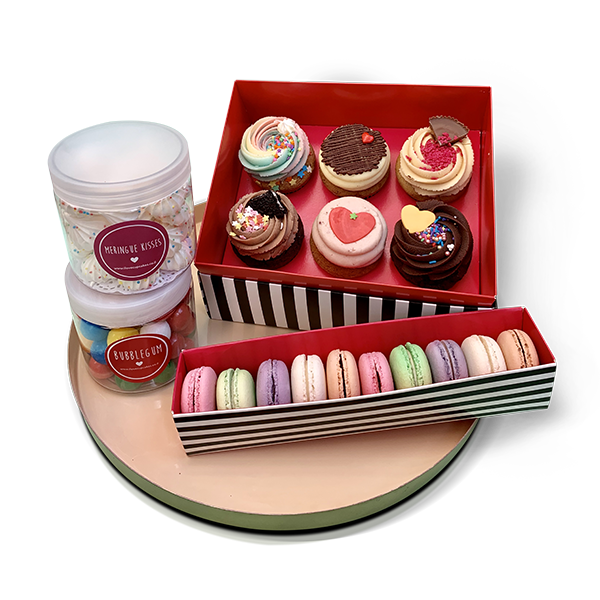 mixed box set - cupcakes, macarons,meringue,bubblegum